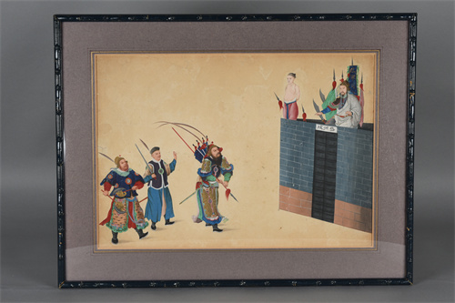 “遇吉骂闯”纸本水彩画戏曲外销画.jpg