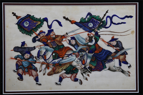 “龙虎斗”戏曲题材通草画.jpg