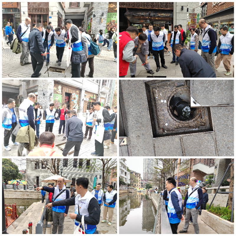 2024年3月15日，荔湾区水务工程建设管理中心党支部联合广州市城市排水公司西区运营分公司党支部在永庆坊开展主题党日活动，图为党员们巡查荔枝湾涌，检查永庆坊排水管网.jpg